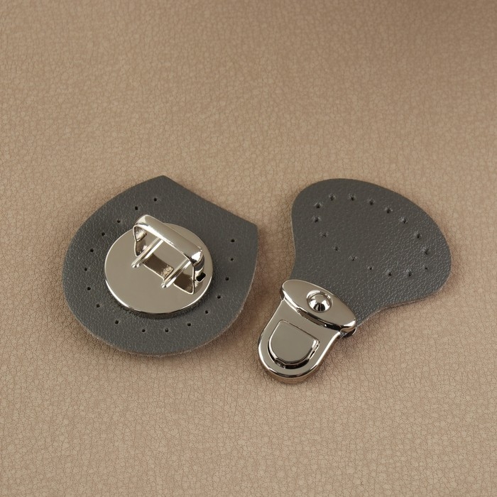 Застёжка для сумки, пришивная, 6 &times; 4 см, цвет серый/серебряный