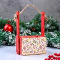 Кашпо деревянное, 15×12×8.5(25) см "Пауль и Любовь. Новогоднее, Деды Морозы", с принтом Кашпо деревянное, 15×12×8.5(25) см "Пауль и Любовь. Новогоднее, Деды Морозы", с принтом