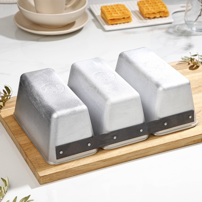 Хлебная форма прямоугольная, 32,5&times;21&times;10 см, 3-х секционная