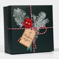 Коробка новогодняя складная &laquo;Новогодняя посылка&raquo;, 17 х 17 х 7 см, Новый год