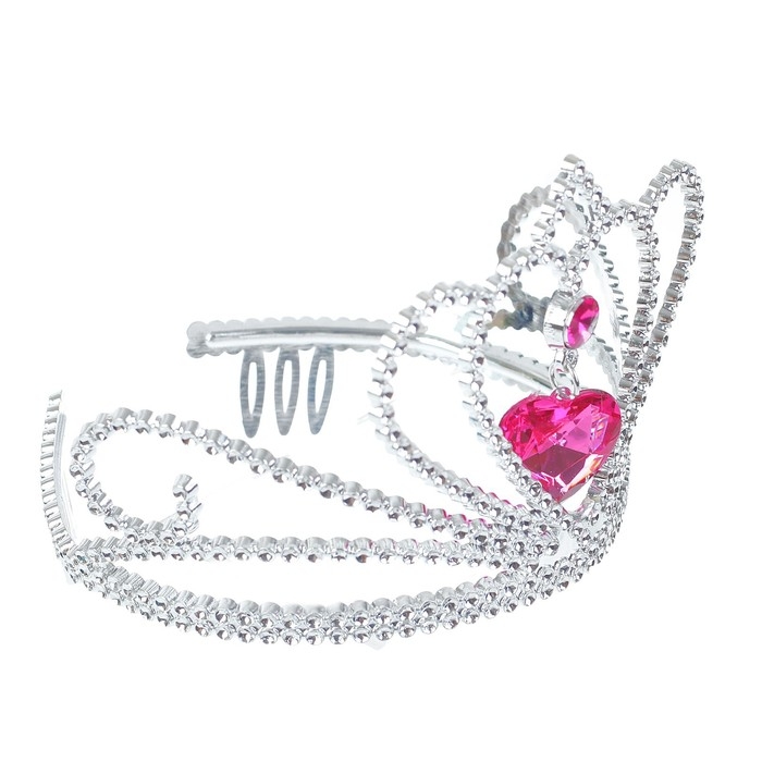 Корона &laquo;Сердечко&raquo;, с камнями, цвета МИКС