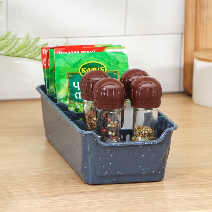 Органайзер для специй STONE, 5 секций, цвет темный камень