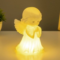 Фигурка светящаяся RISALUX &laquo;Ангелочек&raquo;, LED-ночник, батарейки 3&times;LR44, белый, 8.5&times;8&times;14.5 см