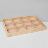 Подставка для украшений 12 ячеек, дерево, 35&times;24&times;3, цвет бежевый