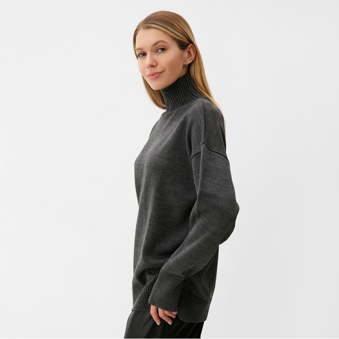 Джемпер вязаный женский MINAKU: Knitwear collection цвет антрацит, р-р 50-52