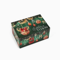 Новый год. Коробка подарочная новогодняя складная &laquo;Новогодние шары&raquo;, 22 х 15 х 10 см, Новый год