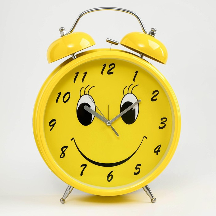 Часы - будильник настольные "Смайл", с подвесом, дискретный ход, d-20 см, 30 х 23 см, 2АА