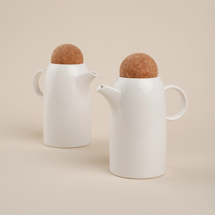 Набор фарфоровый для специй и соусов на деревянной подставке SL Home &laquo;Тренто&raquo;, 5 предметов: 2 соусника 340 мл, 2 банки для специй 60 мл, подставка