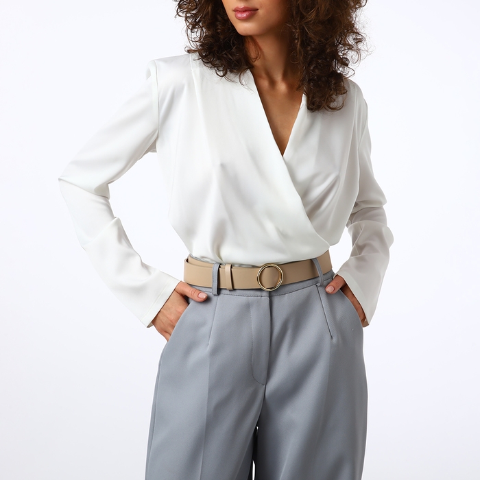 Ремень женский, ширина 3,5 см, цвет бежевый