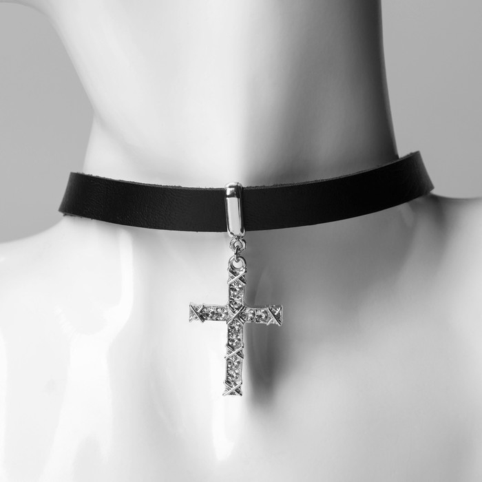 Чокер &laquo;Стиль&raquo; крест, цвет чёрный, 39,5 см