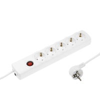 Сетевой фильтр Luazon Lighting, 5 розеток, 1.5 м, 3500 Вт, 3х1 мм2, 16 A, 220 В, c предохранителем, белый