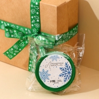 Лента декоративная репсовая &laquo;Новогодние игрушки&raquo;, зеленая, 2 см &times; 5 м