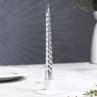 Набор Свечей витых, 1,9х 20 см, 6 штук, серебряный металлик