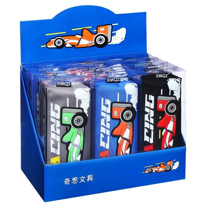 Пенал школьный на молнии "Машина", микс