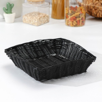 Корзинка для подачи Доляна &laquo;Плетёнка&raquo;, 24&times;24&times;6,5 см, цвет чёрный