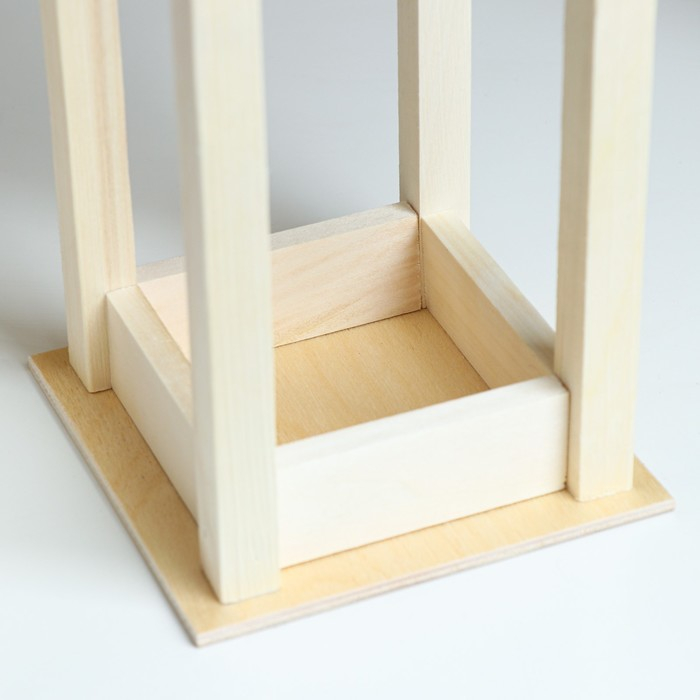 Кашпо деревянное 12×12×30 см Кашпо деревянное 12×12×30 см "Фонарик", ручка верёвка, натуральный Дарим Красиво