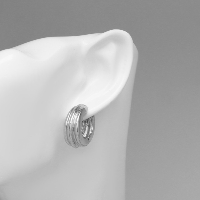 Серьги металл &laquo;Аккорд&raquo; круг полосы, цвет серебро