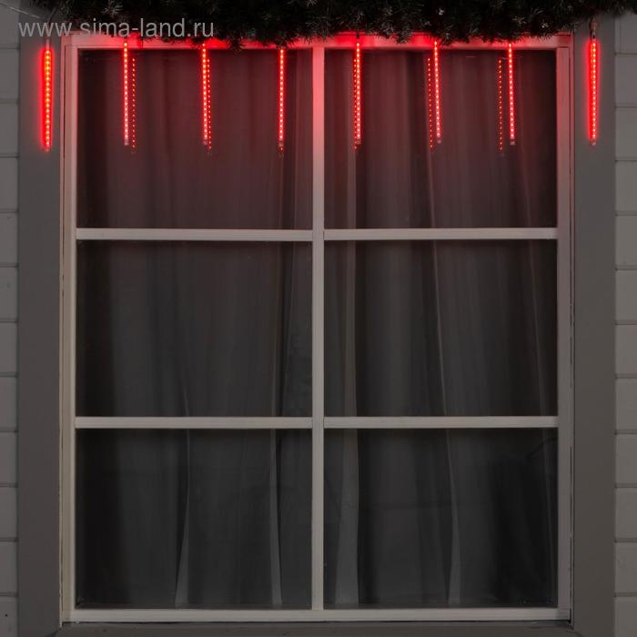 Гирлянда &laquo;Сосульки&raquo; 2.5 &times; 0.3 м, IP65, прозрачная нить, 192 LED, свечение красное с эффектом стекания, 12 В