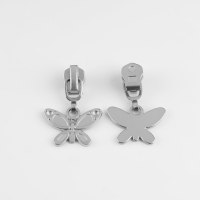 Бегунок автоматический для металлической молнии, №3, декоративный &laquo;Бабочка&raquo;, 10 шт, цвет никель