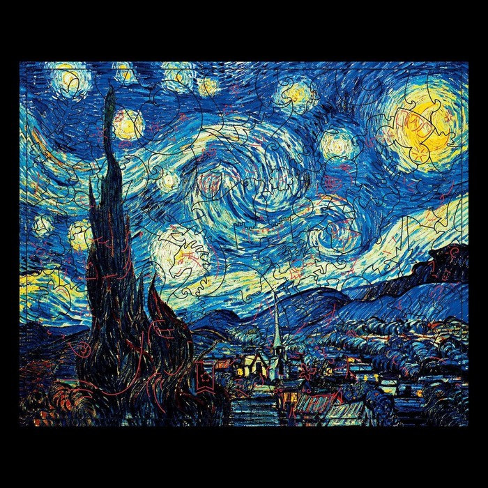 Пазл деревянный фигурный. Винсент Ван Гог &laquo;Звёздная ночь&raquo;, 126 элементов
