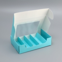 Коробка складная с окном под 5 эклеров зеленая, 25 х 15 х 6,6 см