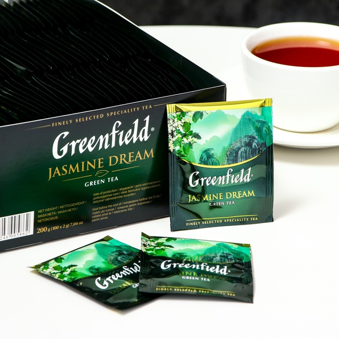 Чай зелёный Гринфилд Jasmine Dream green tea, 100 пакетиков*2 г Чай зелёный Гринфилд Jasmine Dream green tea, 100 пакетиков*2 г