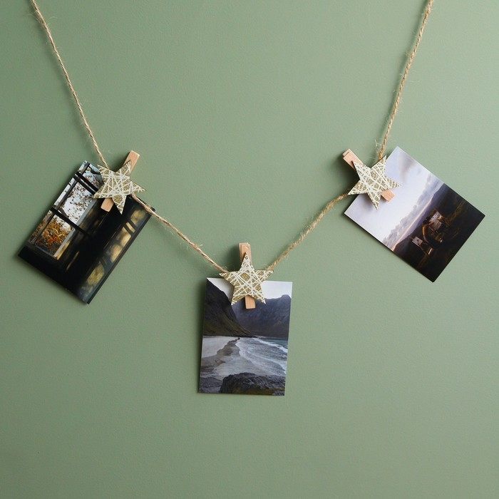 Набор декоративных прищепок &laquo;Звезды&raquo; 12&times;8 см, набор 6 шт., золотой