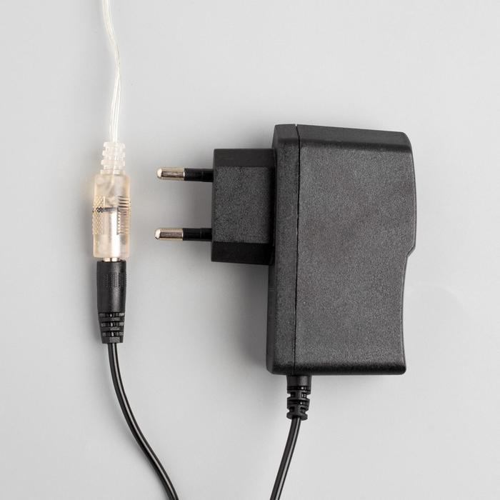 Гирлянда &laquo;Мишура&raquo; 5 м роса, IP20, серебристая нить, 200 LED, свечение тёплое белое, 12 В