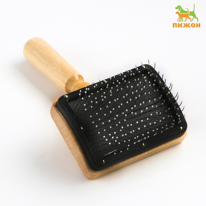 Щётка - пуходёрка деревянная Щётка - пуходёрка деревянная "Премиум" с каплями, для длинношерстных животных, основание 80 х 60 мм