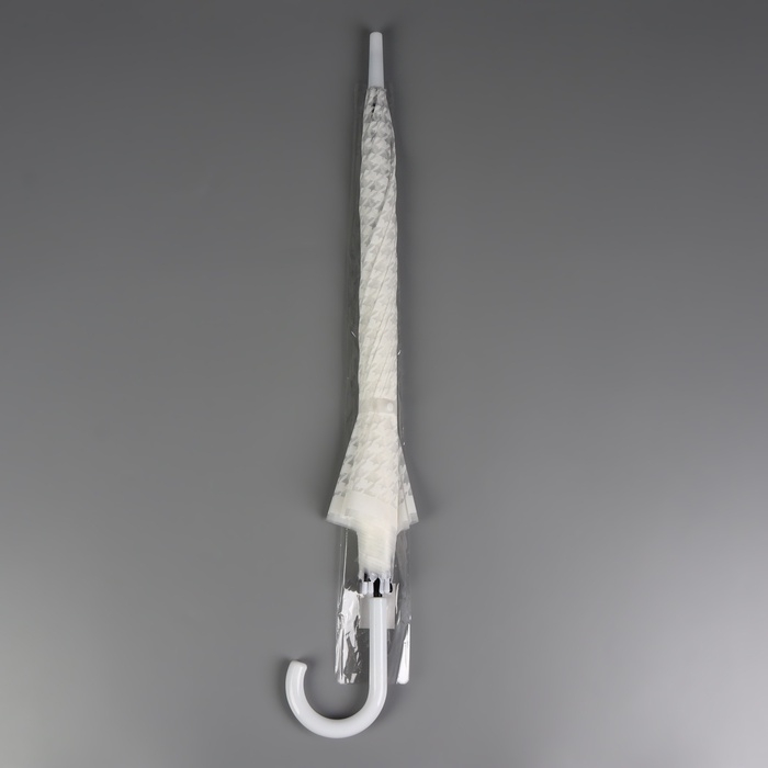 Зонт - трость полуавтоматический, 8 спиц, R = 51/58 см, D = 116 см, цвет белый