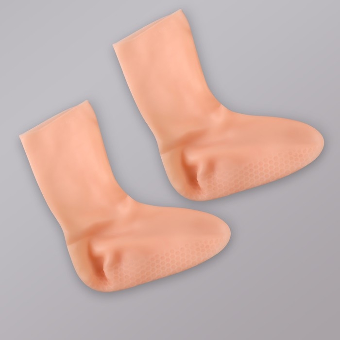 Носочки для педикюра, высокие, силиконовые, 21 × 19 см, ONE SIZE, цвет бежевый Носочки для педикюра, высокие, силиконовые, 21 × 19 см, ONE SIZE, цвет бежевый