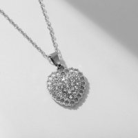 Кулон &laquo;Сердце&raquo; блестящее, цвет белый в серебре, 39 см