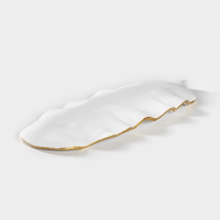 Блюдо для фруктов Доляна &laquo;Золотой лист&raquo;, 36&times;14&times;3 см, цвет золотой с белым