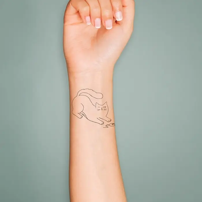 Переводная тату на тело чёрная &laquo;Кошки-мышки&raquo;, 6&times;6 см