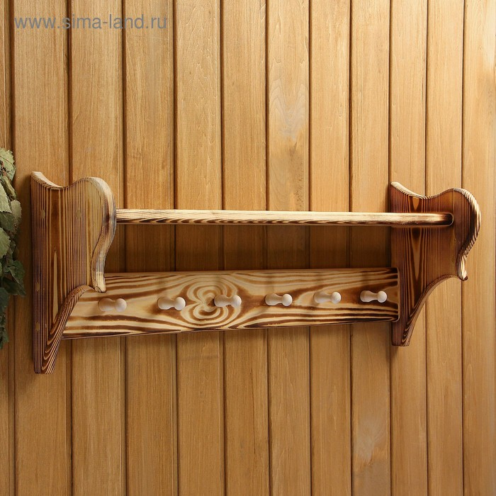 Полка вешалка большая, обожжённая, 6 крючков, 72×23×17 см Полка вешалка большая, обожжённая, 6 крючков, 72×23×17 см