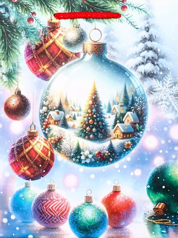 Пакет подарочный новогодний ламинированный, &laquo;Ёлка в шаре&raquo; , 18&times;10&times;22.3 см