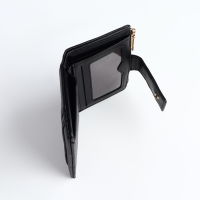 Кошелёк женский на кнопке, цвет чёрный Кошелёк женский на кнопке, цвет чёрный