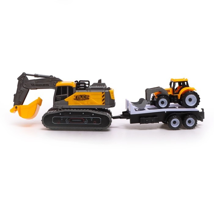 Экскаватор инерционный &laquo;Стройка&raquo;, с прицепом и трактором, МИКС