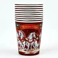 Стакан бумажный "Три лошадки" , красный (250 мл)
