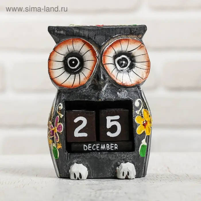 Деревянный календарь "Сова" 8,5х6х13 см