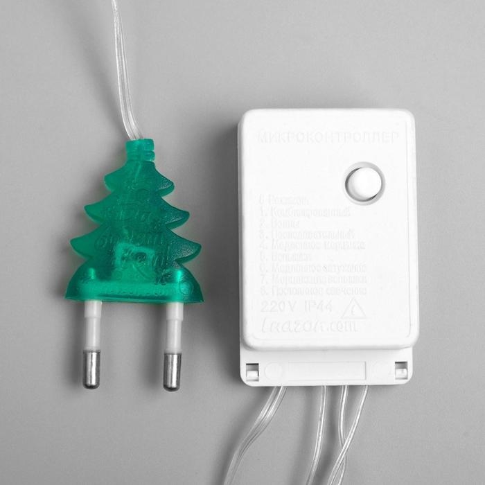 Гирлянда &laquo;Нить&raquo; 5 м с насадками &laquo;Ёжики белые&raquo;, IP20, прозрачная нить, 30 LED, свечение тёплое белое, 8 режимов, 220 В