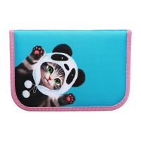 Пенал 3 секции, вкладка внутри, 140 х 210 х 40 мм, тканевый, Calligrata TOP Block "Кот панда" Пенал 3 секции, вкладка внутри, 140 х 210 х 40 мм, тканевый, Calligrata TOP Block "Кот панда"