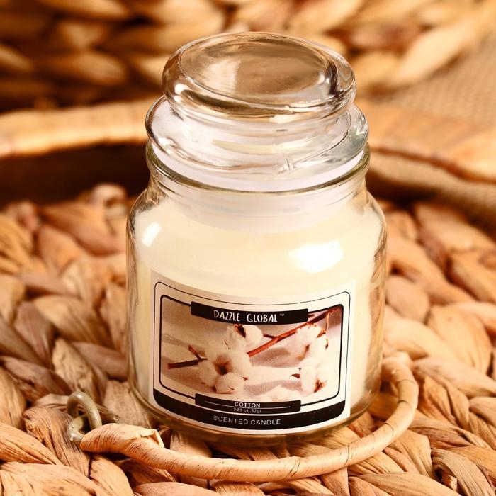 Свеча в банке "Цветок хлопок" 82 гр 6х9х9 см