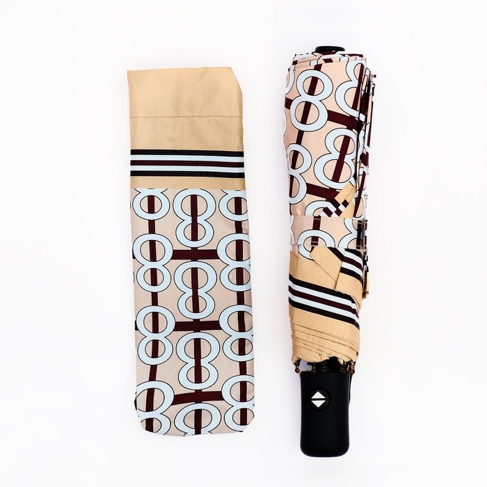 Зонт автоматический &laquo;Геометрия&raquo;, эпонж, 3 сложения, 8 спиц, R = 48/55 см, D = 110 см, цвет МИКС