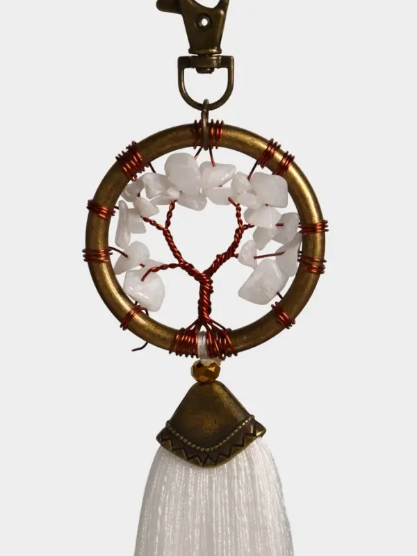 Брелок ловец снов "Великое древо" 19 см, цв. белый