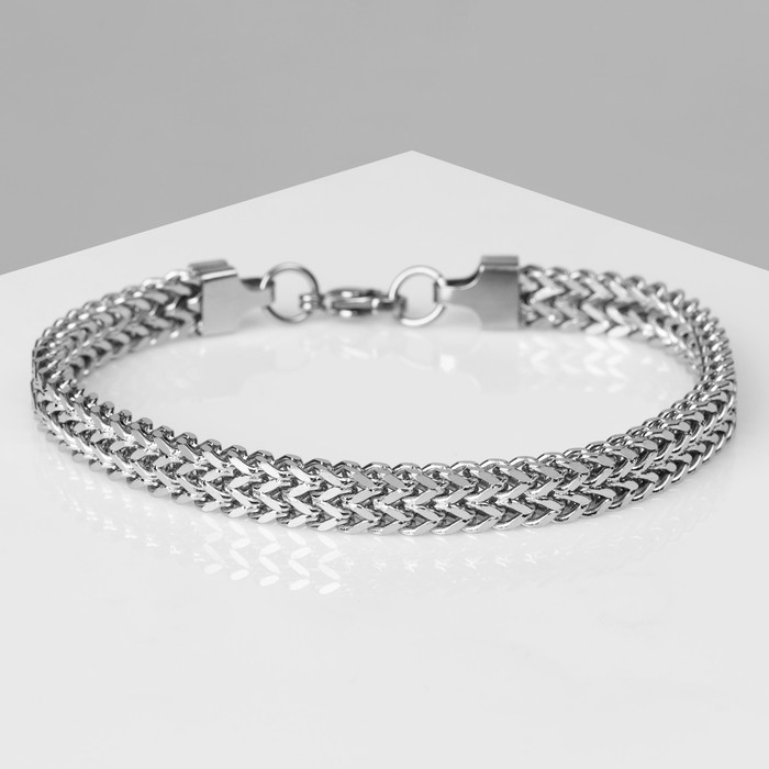 Браслет мужской «Стальной» зигзаги, цвет серебро, 20 см Браслет мужской «Стальной» зигзаги, цвет серебро, 20 см