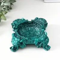 Подставка для мелочей &laquo;На четырех слонах резная&raquo; 4.5&times;13&times;13 см, темно-зеленый металлик