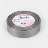 Лента репсовая 25мм*25&plusmn;1ярд(23м&plusmn;1м) золотые нити №003 светло-серый АУ