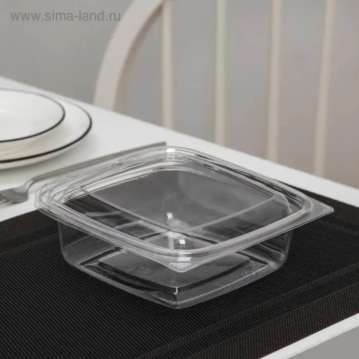 Контейнер одноразовый с неразъёмной крышкой ПР-СК-РГ-А, пластик, 750 мл, 16.8&times;6 см, прозрачный