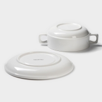 Бульонница фарфоровая Magistro &laquo;Бланш&raquo;, 2 предмета: бульонница 450 мл, блюдце d=18 см, цвет белый
